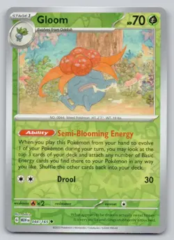 Gloom 044 151 Reverse Holo Grass Pokemon Card NM - Image 1