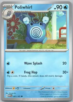 Poliwhirl 061 151 Normal Water Pokemon Card NM - Image 1