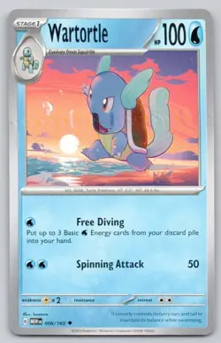Wartortle 008 151 Normal Water Pokemon Card NM - Image 1