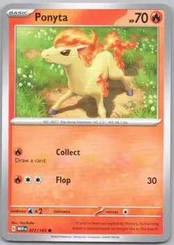 Ponyta 077 151 Normal Fire Pokemon Card NM - Image 1
