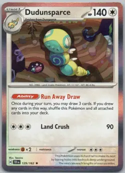 Dudunsparce 129 Temporal Forces Holo Colorless Pokemon Card NM - Image 1
