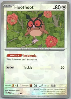 Hoothoot 077 Prismatic Evolutions Master Ball Colorless Pokemon Card NM - Image 1