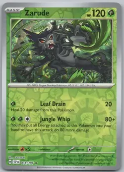 Zarude 011 Surging Sparks Reverse Holo Grass Pokemon Card NM - Image 1