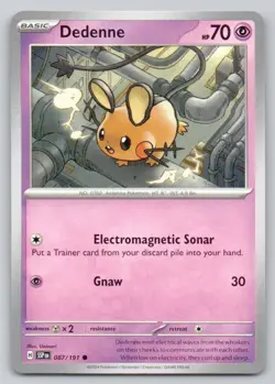 Dedenne 087 Surging Sparks Normal Psychic Pokemon Card NM - Image 1