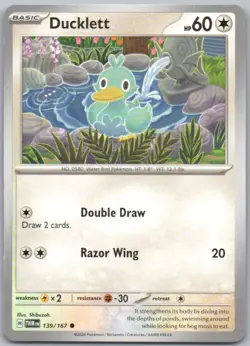 Ducklett 139 Twilight Masquerade Normal Colorless Pokemon Card NM - Image 1