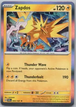 Zapdos 065 Twilight Masquerade Holo Lightning Pokemon Card NM - Image 1