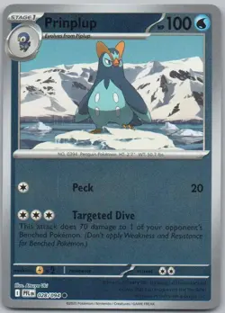 Prinplup 028 Phantasmal Flames Reverse Holo Water Pokemon Card NM - Image 1