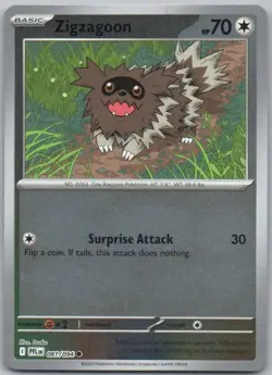 Zigzagoon 081 Phantasmal Flames Reverse Holo Colorless Pokemon Card NM - Image 1