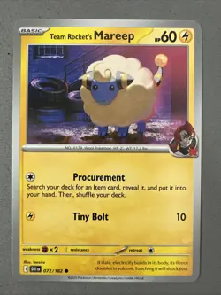 Pokemon TCG * Destined Rivals 072/182 Team Rocket's Mareep C * UNG NM FRESH PACK - Image 1