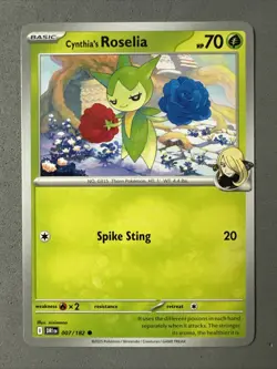 Pokemon TCG * Destined Rivals 007/182 Cynthia's Roselia C * UNG NM FRESH PACK - Image 1