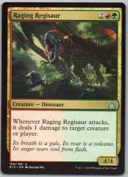 Raging Regisaur 168 Rivals of Ixalan Normal Creature Magic Card NM - Image 1