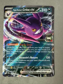 Pokemon TCG * Destined Rivals 122/182 Team Rocket's Crobat EX Double Rare * NM - Image 1