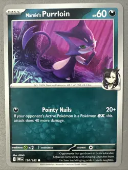 Pokemon TCG * Destined Rivals * 130/182 Marnie's Purrloin C * UNG NM FRESH PACK - Image 1