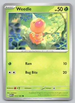 Weedle 013 151 Normal Grass Pokemon Card NM - Image 1