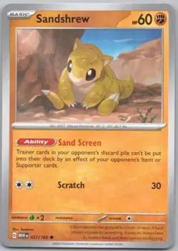 Sandshrew 027 151 Normal Fighting Pokemon Card NM - Image 1