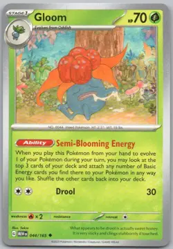 Gloom 044 151 Normal Grass Pokemon Card NM - Image 1