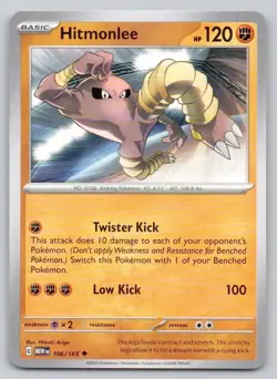 Hitmonlee 106 151 Normal Fighting Pokemon Card NM - Image 1