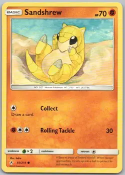 Sandshrew 083 Unbroken Bonds Normal Fighting Pokemon Card NM - Image 1