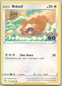 Bidoof 059 Pokemon GO Normal Colorless Pokemon Card NM - Image 1