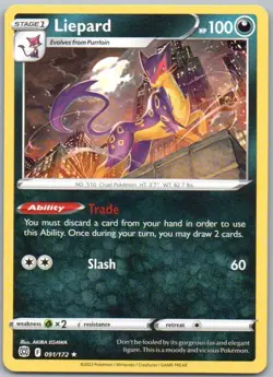 Liepard 091 Brilliant Stars Normal Darkness Pokemon Card NM - Image 1