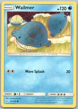 Wailmer 045 Cosmic Eclipse Normal Water Pokemon Card NM - Image 1