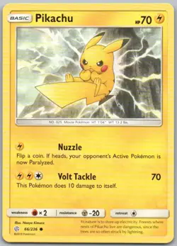 Pikachu 066 Cosmic Eclipse Normal Lightning Pokemon Card NM - Image 1