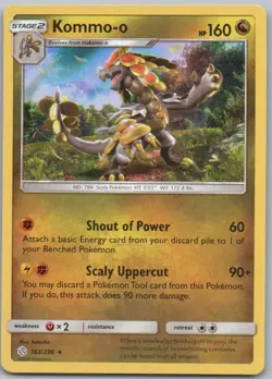 Kommo-o 163 Cosmic Eclipse Holo Dragon Pokemon Card NM - Image 1