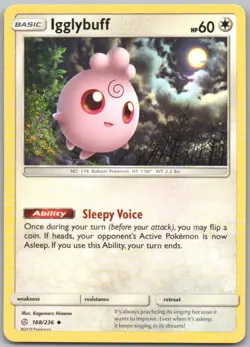Igglybuff 168 Cosmic Eclipse Normal Colorless Pokemon Card NM - Image 1