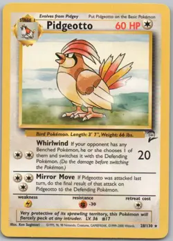 Pidgeotto 28 Base Set 2 Holo Colorless Pokemon Card MP - Image 1