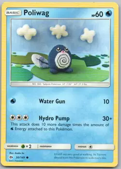 Poliwag 30 Sun & Moon Base Normal Water Pokemon Card NM - Image 1