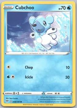 Cubchoo 048 Darkness Ablaze Normal Water Pokemon Card NM - Image 1