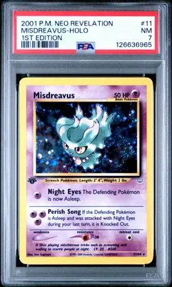 2001 POKEMON NEO REVELATION 1ST ED #11 MISDREAVUS-HOLO PSA 7 - Image 1