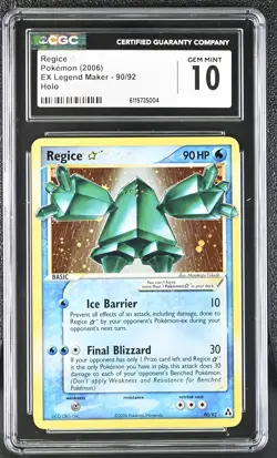 CGC 10 GEM MINT Regice Gold Star 2006 EX Legend Maker 90/92 Holo Pokemon Card - Image 1