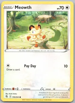Meowth 199 Fusion Strike Normal Colorless Pokemon Card NM - Image 1