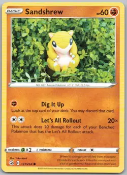 Sandshrew 131 Fusion Strike Normal Fighting Pokemon Card NM - Image 1