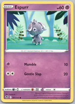 Espurr 081 Silver Tempest Normal Psychic Pokemon Card NM - Image 1
