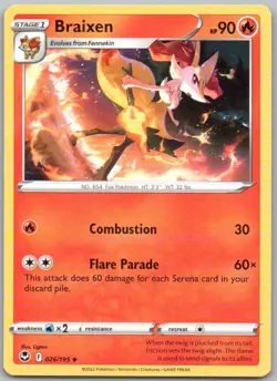 Braixen 026 Silver Tempest Normal Fire Pokemon Card NM - Image 1