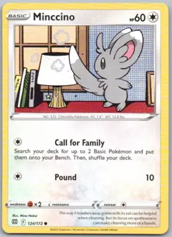 Minccino 124 Brilliant Stars Normal Colorless Pokemon Card NM - Image 1