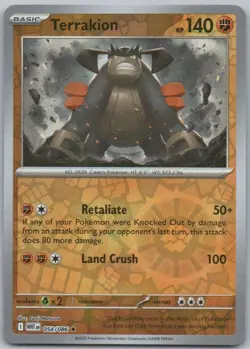 Terrakion 054 White Flare Reverse Holo Fighting Pokemon Card NM - Image 1