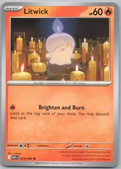 Litwick 016 White Flare Normal Fire Pokemon Card NM - Image 1