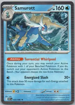 Samurott 023 White Flare Holo Water Pokemon Card NM - Image 1