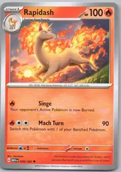 Rapidash 078 151 Normal Fire Pokemon Card NM - Image 1