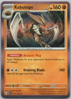 Kabutops 141 151 Holo Fighting Pokemon Card NM - Image 1