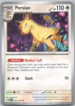 Persian 053 151 Normal Colorless Pokemon Card NM - Image 1