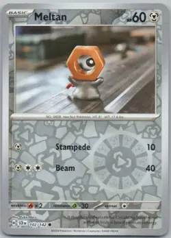 Meltan 102 Stellar Crown Reverse Holo Steel Pokemon Card NM - Image 1