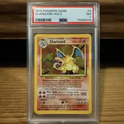 1999 POKEMON BASE SET UNLIMITED #4 CHARIZARD-HOLO PSA NM 7 - Image 1