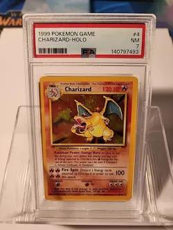 Pokemon 1999 Base Set Charizard #4 Unlimited Holo Rare PSA 7 - Image 1