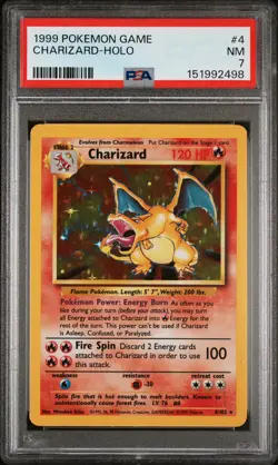 1999 POKEMON BASE SET UNLIMITED #4 CHARIZARD-HOLO PSA 7 - Image 1