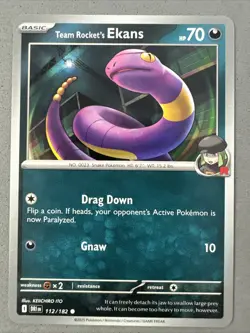 Pokemon TCG * Destined Rivals 112/182 Team Rocket's Ekans C * UNG NM FRESH PACK - Image 1