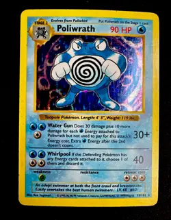 Poliwrath 13/102 MP Base Set Shadowless Vintage Pokemon Card - Image 1